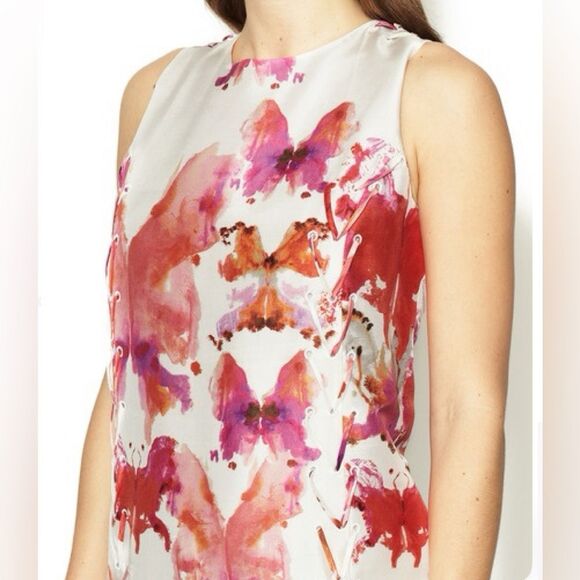 See by Chloe 100% silk lace up abstract print dress size 6 - Picture 2 of 8